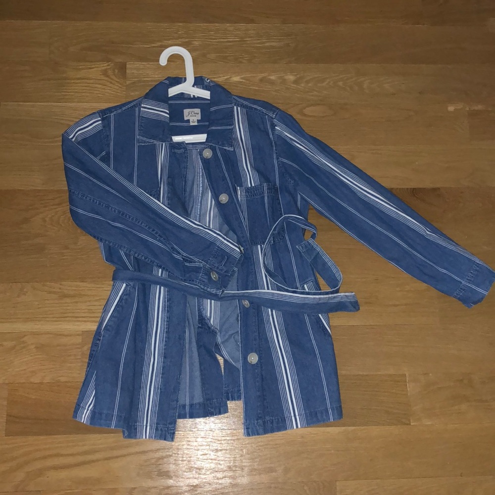 J. Crew Light Striped Cotton Denim Jacket